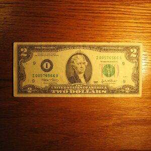 2003 2 DOLLAR FEDERAL RESERVE NOTE PRINTED IN MINNEAPOLIS
